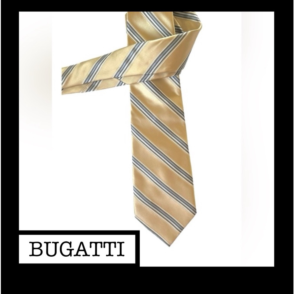 BUGATTI men’s gold, striped tie